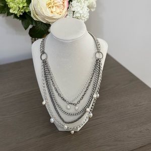 Stella & Dot Fashion Chained/Pearl Stone statement necklace.
